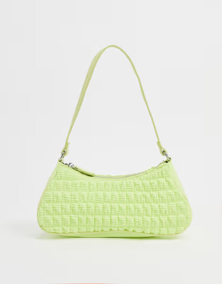 ASOS DESIGN ruched elongated 90s shoulder bag in lime | ASOS (Global)