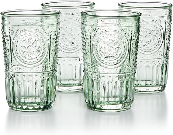 Bormioli Rocco Romantic Set Of 4 Tumbler Glasses, 11.5 Oz. Colored Crystal Glass, Pastel Green, M... | Amazon (US)