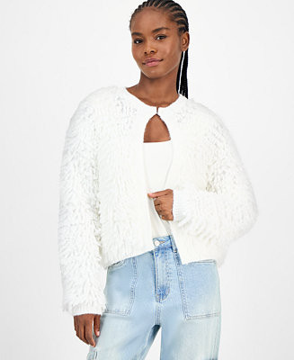 Women's Shaggy-Knit Cropped Cardigan, Macy's Exclusive | Macy's