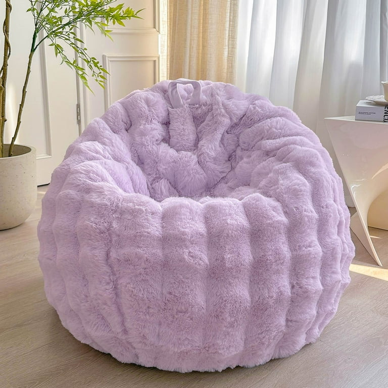 LIFEREVO Fluffy Faux Rabbit Fur Bean Bag Cover (No Filler), Big Fuzzy Stuffed Animal Storage Bubb... | Walmart (US)