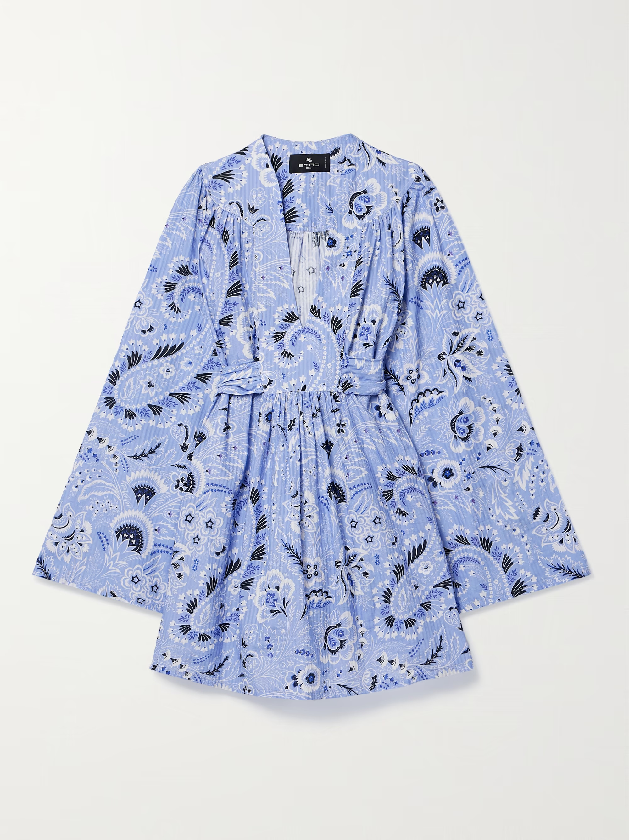 Belted printed cotton and silk-blend voile mini dress | NET-A-PORTER (UK & EU)