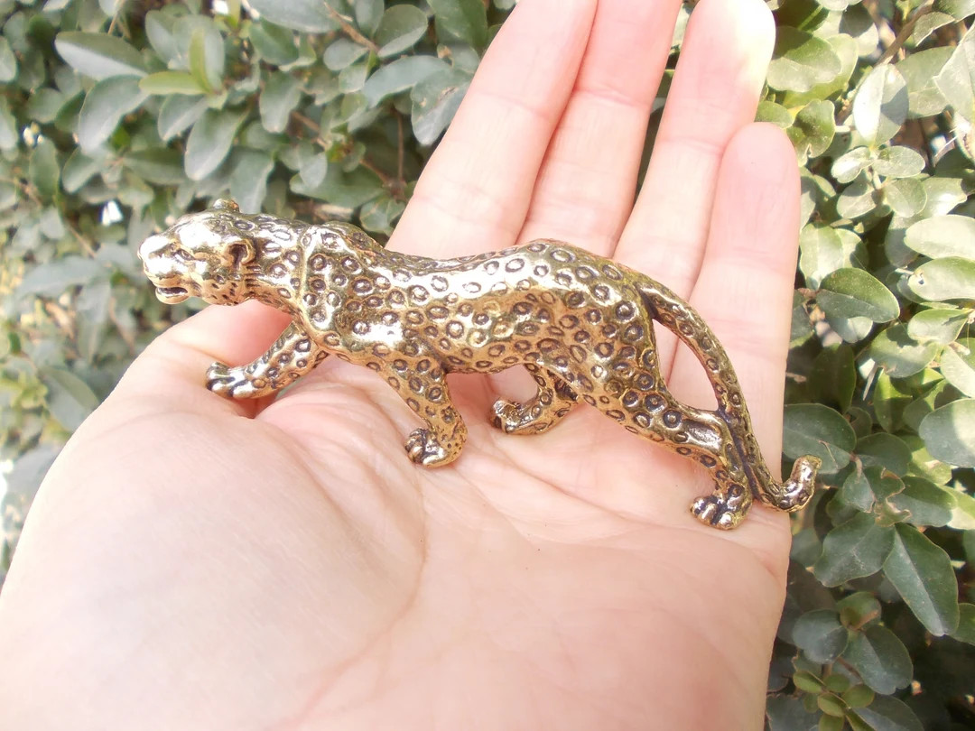 Vtg Vintage style brass leopard Statues small Ornament leopard statues figure mini toys paperweig... | Etsy (Global)