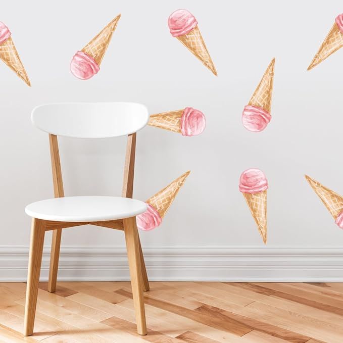 Ice Cream Fabric Wall Decals - Set of 10 Colorful Icecream Pattern Décor, Kids Room, Nursery Dec... | Amazon (US)
