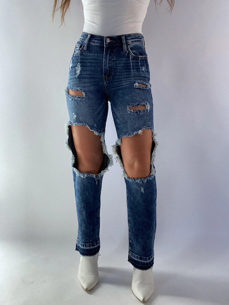 Taylor Distressed Straight Leg Jeans | Willow Boutique