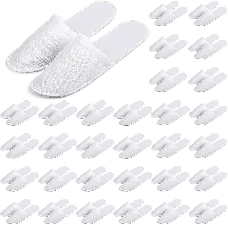 SATINIOR 30 Pairs Disposable Slippers Closed Toe White Spa Slippers Closed Toe Hotel Slippers Dis... | Amazon (US)