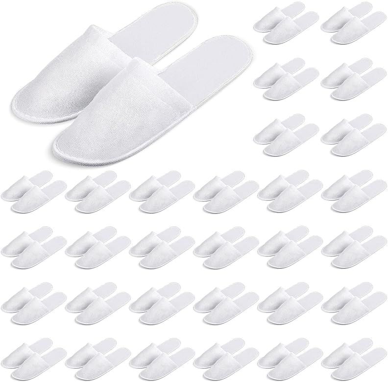 SATINIOR 30 Pairs Disposable Slippers Closed Toe White Spa Slippers Closed Toe Hotel Slippers Dis... | Amazon (US)