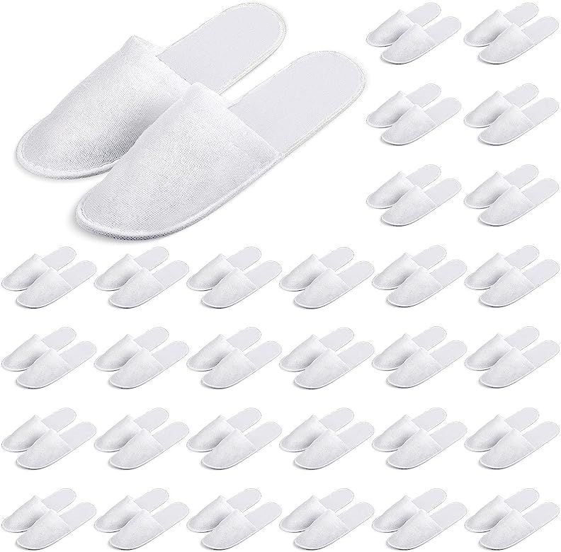 SATINIOR 30 Pairs Disposable Slippers Closed Toe White Spa Slippers Closed Toe Hotel Slippers Dis... | Amazon (US)