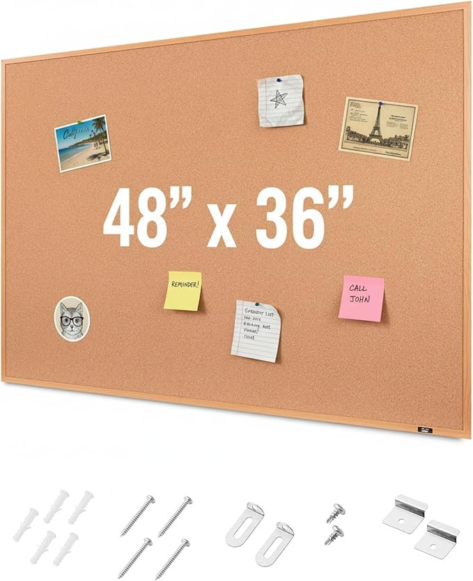 Mr. Pen- Cork Notice Board, 48 X 36 Inches, Cork Bulletin Board for Walls, Pin Boards, Framed Cor... | Amazon (US)