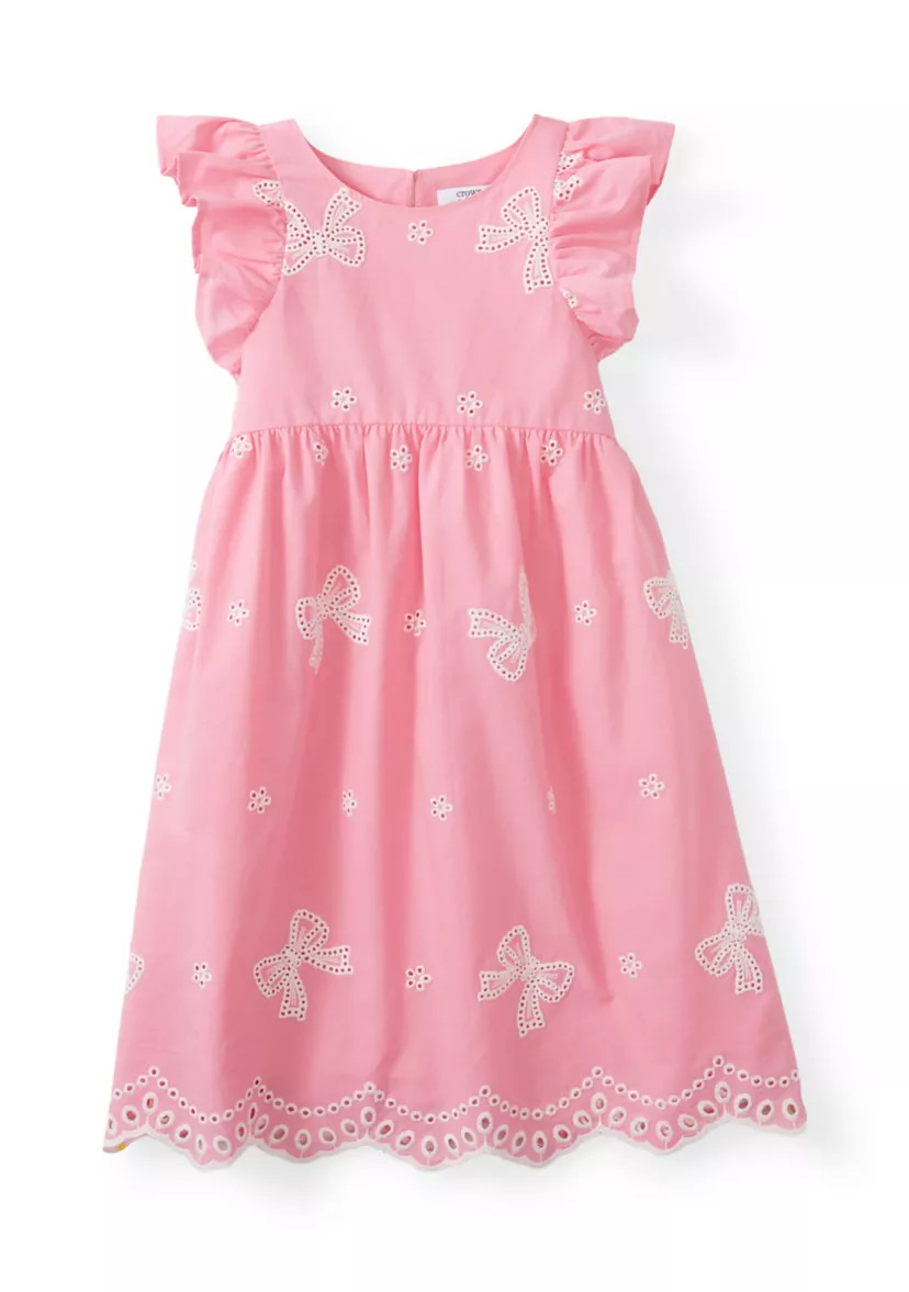 Girls 4-6x Flutter Sleeve Eyelet Dress | Belk