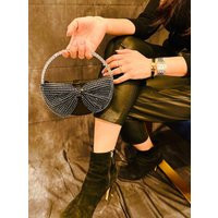 Crystal Clutch - Bow Black Evening Bag Purse Rhinestone & Purses | Etsy (US)