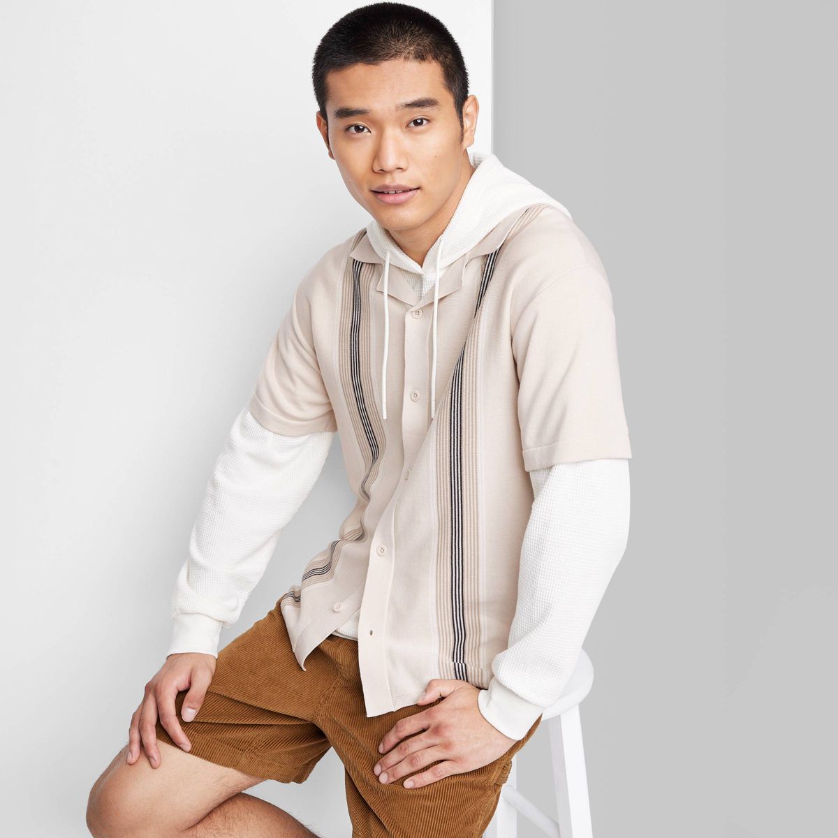 Men's Striped Short Sleeve Polo Shirt - Original Use™ Cream S | Target