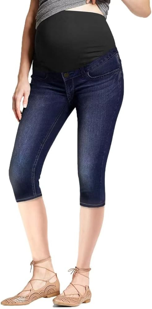 Hybrid & Company Maternity Capri High Waist Stretch Denim Jeans Slim Fit Maternity Pants for Wome... | Amazon (US)