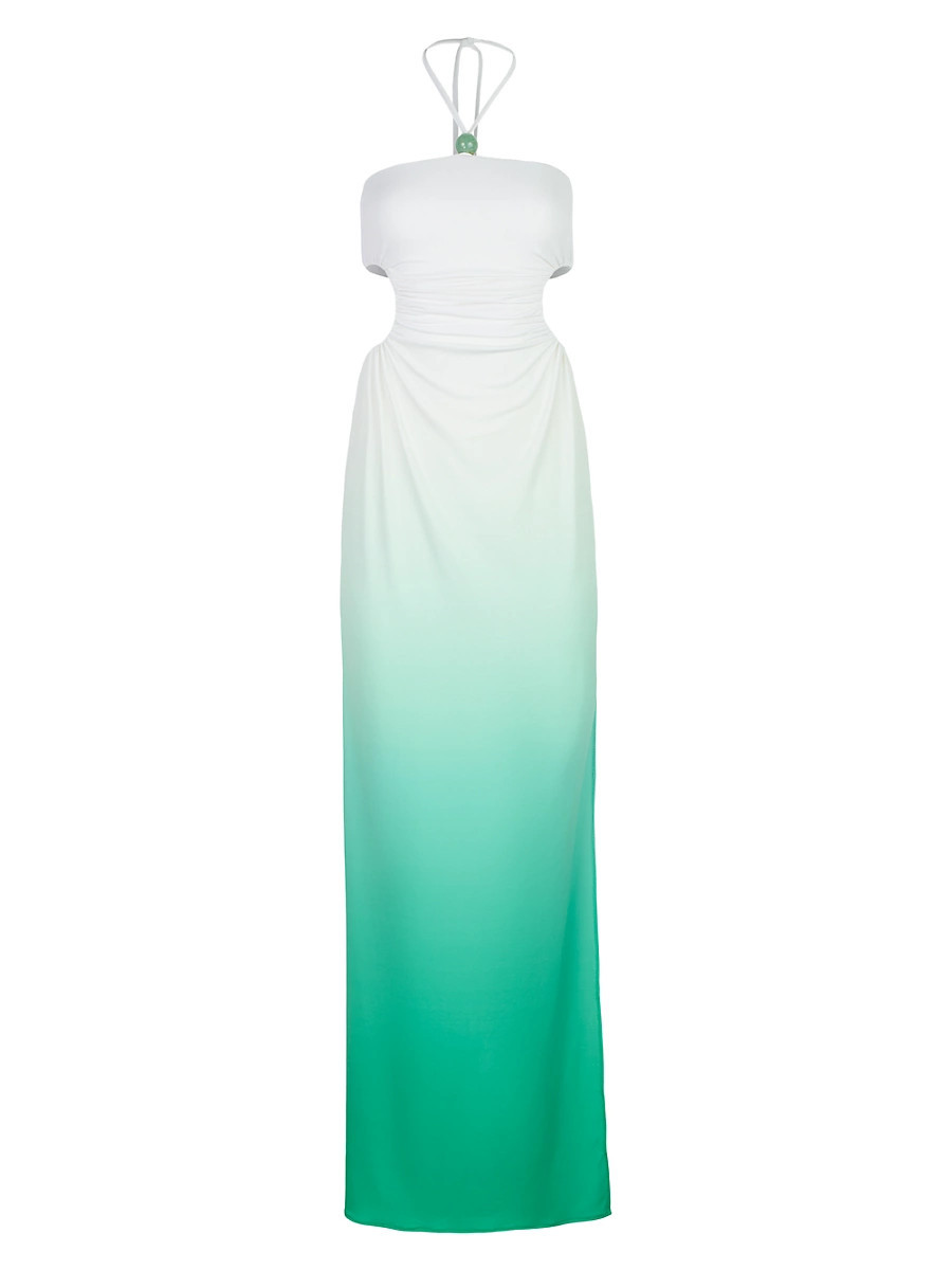 Women's Ombré Halterneck Cut-Out Maxi Dress - Ripe - Size Large | Saks Fifth Avenue