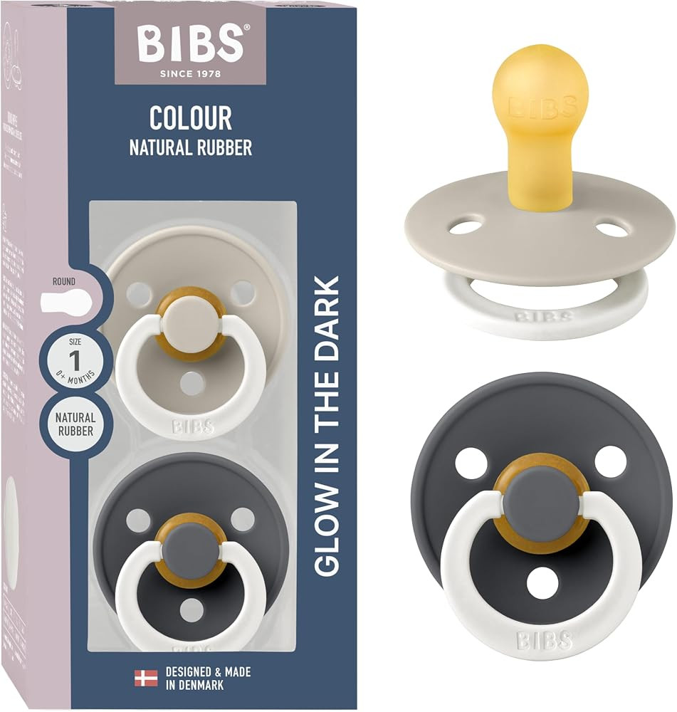 Bibs Colour Pacifier 2-Pack | BPA Free Soother, Round Nipple. Natural Rubber Latex, | Amazon (US)