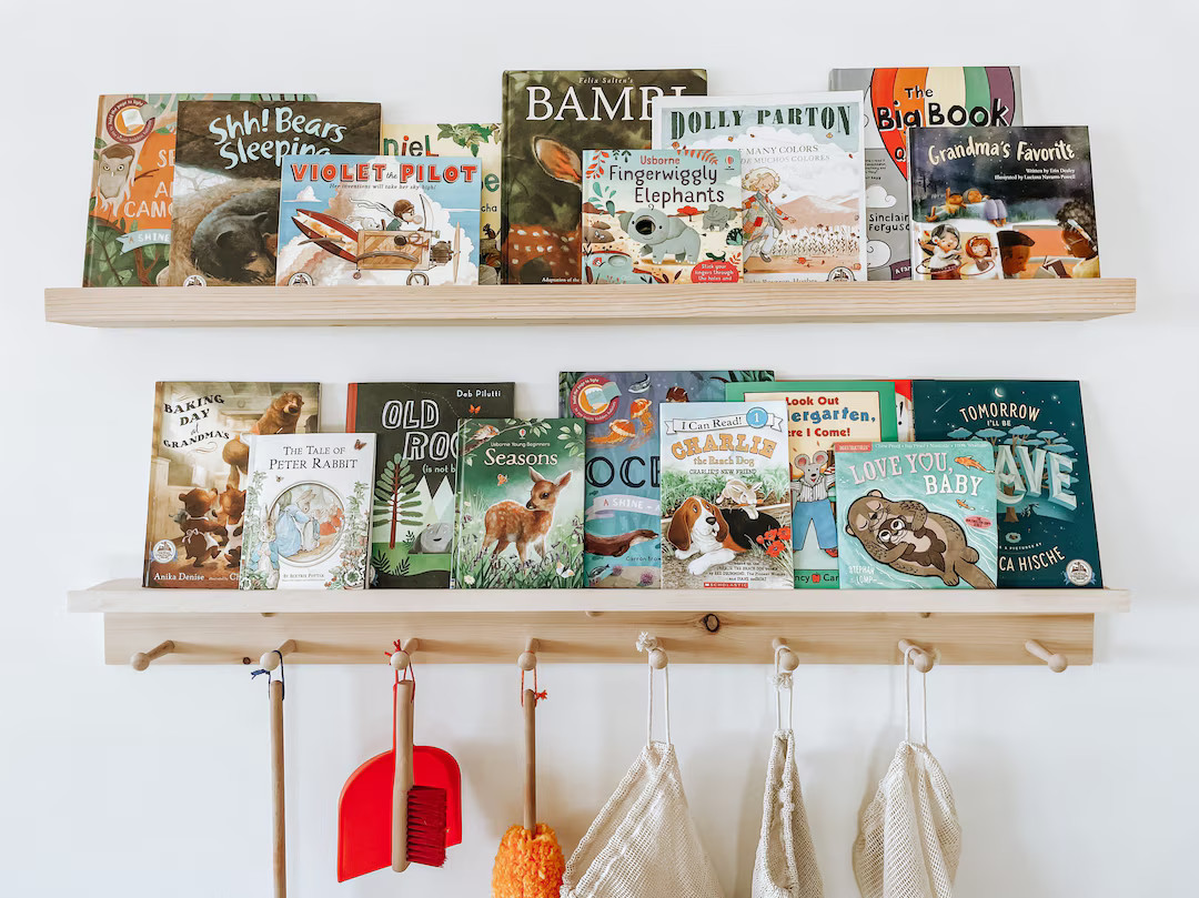 Shelf With Hooks and Ledge Shelf for Pictures Kitchen Decor Wooden Peg Rail Coat Rack Entryway De... | Etsy (US)