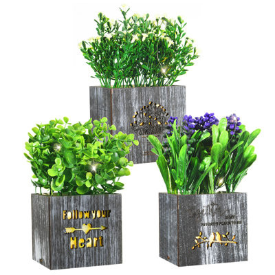 Artificial Plants & Flowers With Nightlight, Potted Fake Plants For Home Decor Indoor,3 Pack | Wayfair North America