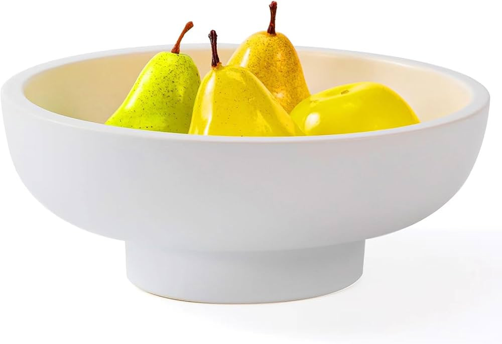 Luxurious Large Ceramic Fruit Bowl - Decorative & Entryway Bowl for Keys - Footed, Modern, White ... | Amazon (CA)