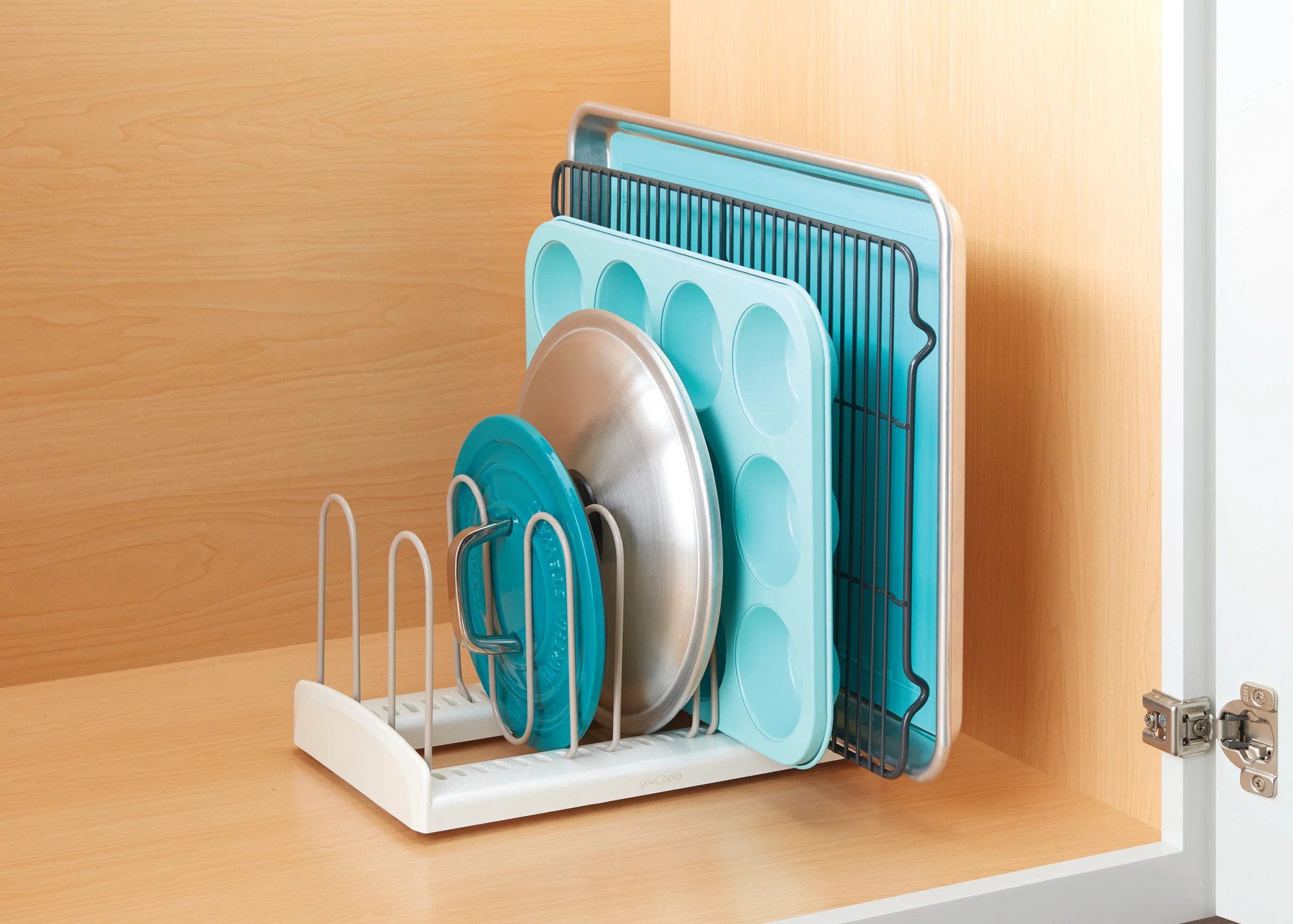 YouCopia StoreMore Expandable Pan and Pot Lid Organizer Rack for Kitchen Cabinet Storage | Wayfair North America