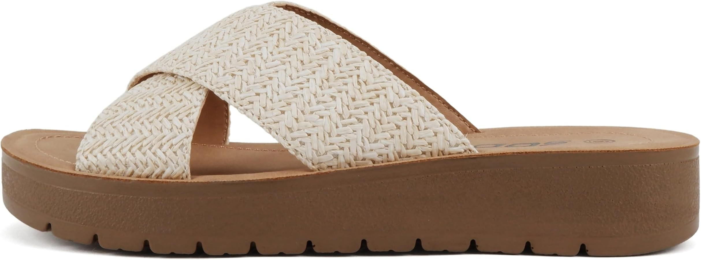 Soda LUCY ~ Women Open Toe Flatform Platform Crisscross Band Upper Fashion Slide Sandals | Amazon (US)