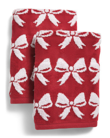 2pk All Over Bows Hand Towels | Cotton | Marshalls