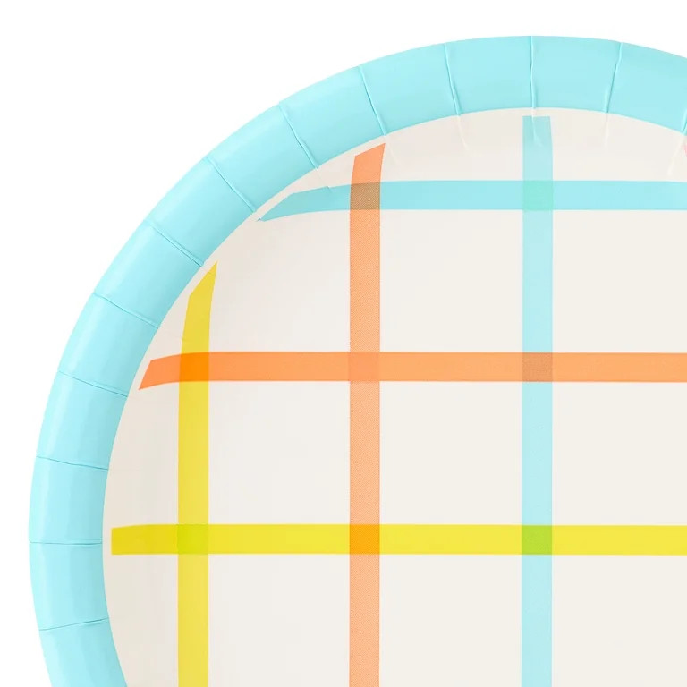 Multicolor Plaid Disposable Paper Plates, 7", 8 Count, Easter by Way To Celebrate | Walmart (US)