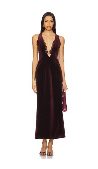 Lace Detailed Dress in Burgundy | Revolve Clothing (Global)