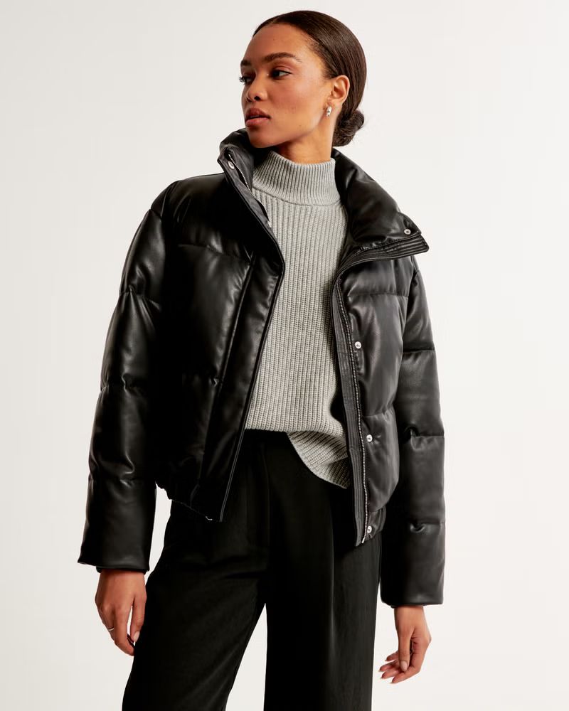 Women's Vegan Leather Ultra Mini Puffer | Women's Coats & Jackets | Abercrombie.com | Abercrombie & Fitch (US)