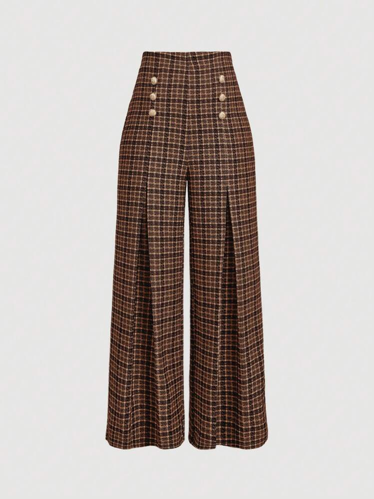 Plaid Flare Pants  | SHEIN