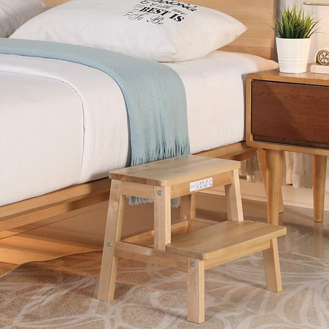 HOUCHICS Multi-Purpose Kids 2-Step Wood Step Stool with 260lb Load Capacity Wooden Bedside Step S... | Amazon (US)