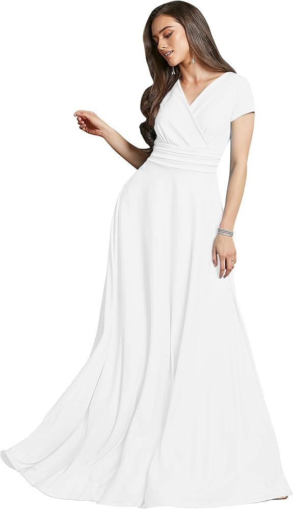KOH KOH Womens Sexy Cap Short Sleeve V-Neck Flowy Cocktail Gown | Amazon (US)