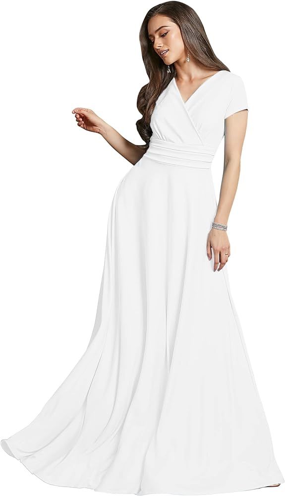 KOH KOH Womens Sexy Cap Short Sleeve V-Neck Flowy Cocktail Gown | Amazon (US)