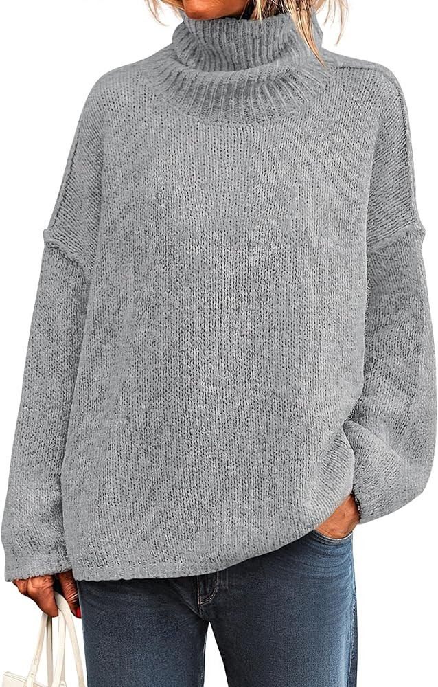 PRETTYGARDEN Womens Turtleneck Long Sleeve Sweater 2025 Fall Trendy Loose Fit Knit Tops Oversized... | Amazon (US)