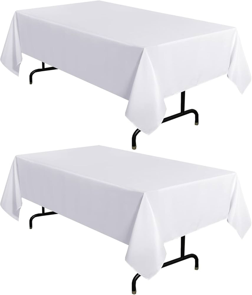 sancua 2 Pack White Tablecloth 60 x 102 Inch, Rectangle 6 Feet Table Cloth - Stain and Wrinkle Re... | Amazon (US)