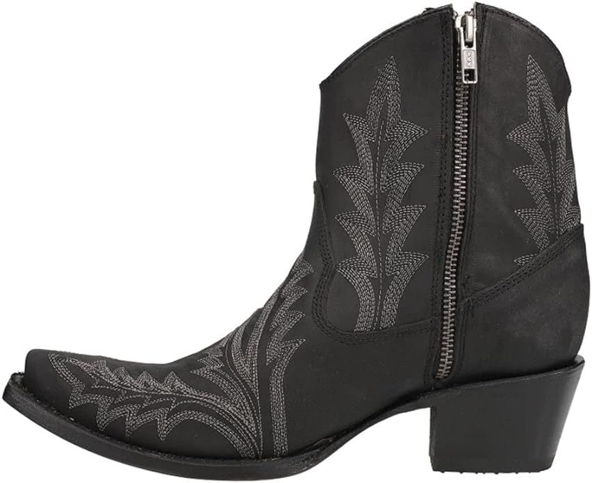 Corral Boots Womens Embroidered Snip Toe Casual Boots Ankle Low Heel 1-2" - Black - Size 8.5 M | Amazon (US)