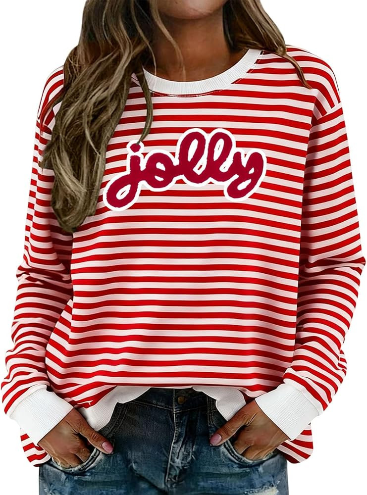 Christmas Sequins Sweatshirts Women Jolly Glitter Patch Crewneck Sweater Xmas Long Sleeve Pullove... | Amazon (CA)