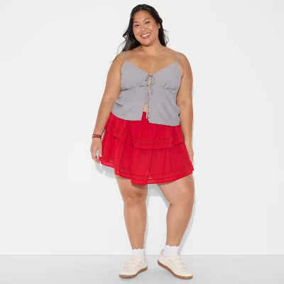 Women's Game Day Tie Ruffle A-Line Skort - Wild Fable™ Crimson 4X | Target