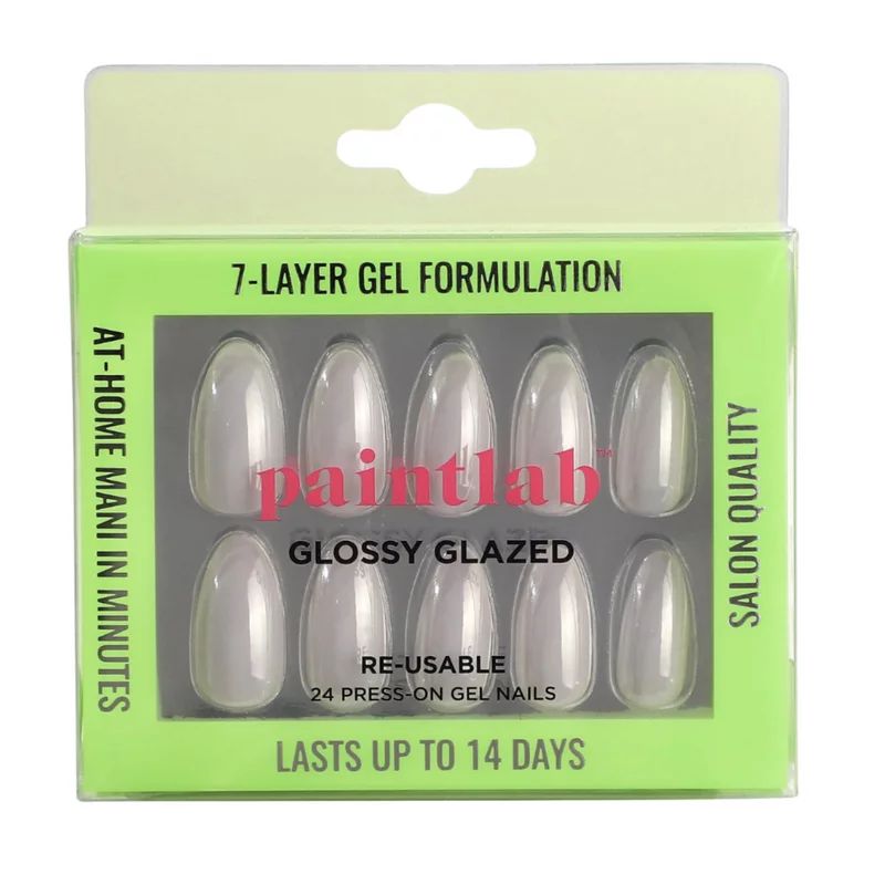 PaintLab Reusable Press-on Gel Nails Kit, Glossy Glazed White, 24 Count | Walmart (US)