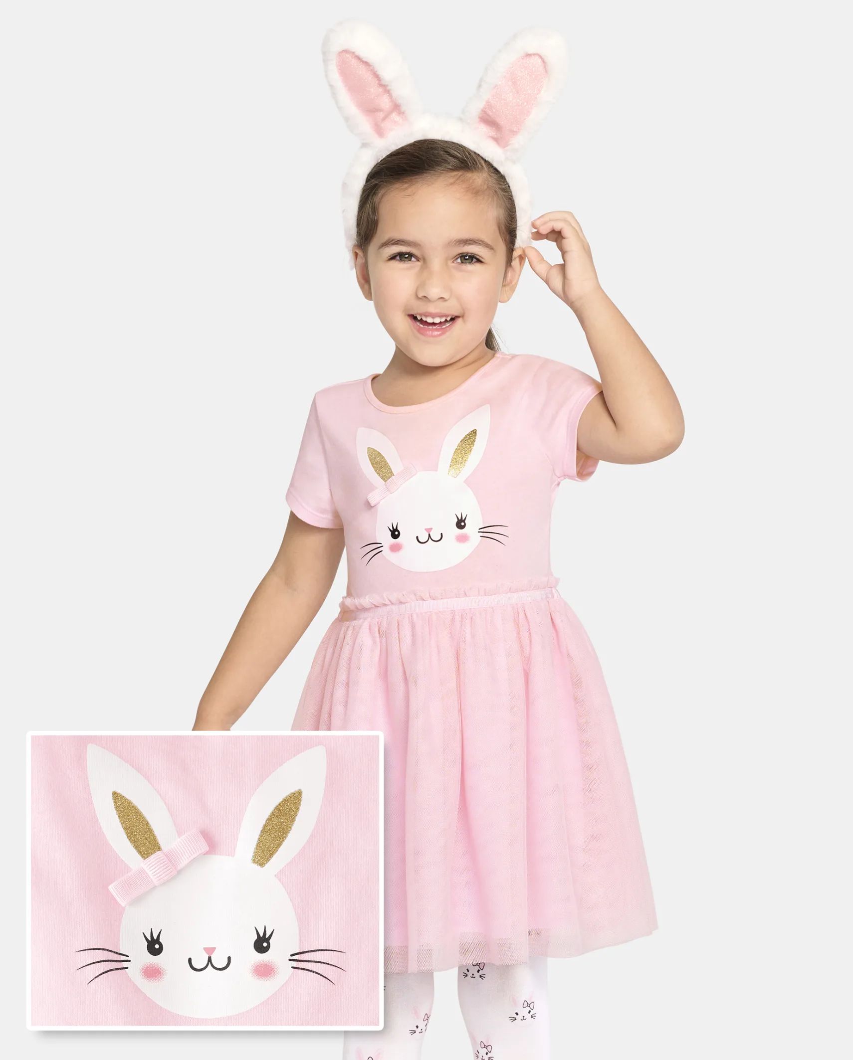 Toddler Girls Short Sleeve Bunny Mesh Woven Tutu Dress | The Children's Place  - CAMEO | The Children's Place