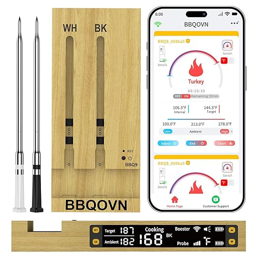 WIFI Wireless Meat Thermometer Unlimited Range 7 NIST Certified Accuracy Sensors Sub-1G(10X Stron... | Amazon (US)