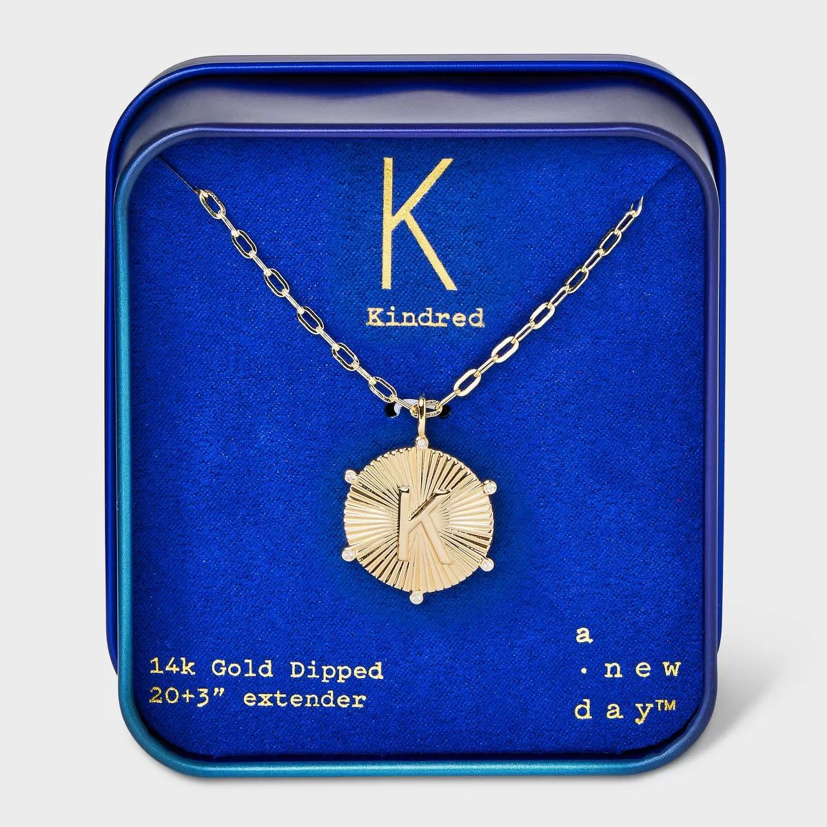 14K Gold Dipped Diamond Ray Disc Initial "K" Pendant Necklace - A New Day™ Gold | Target