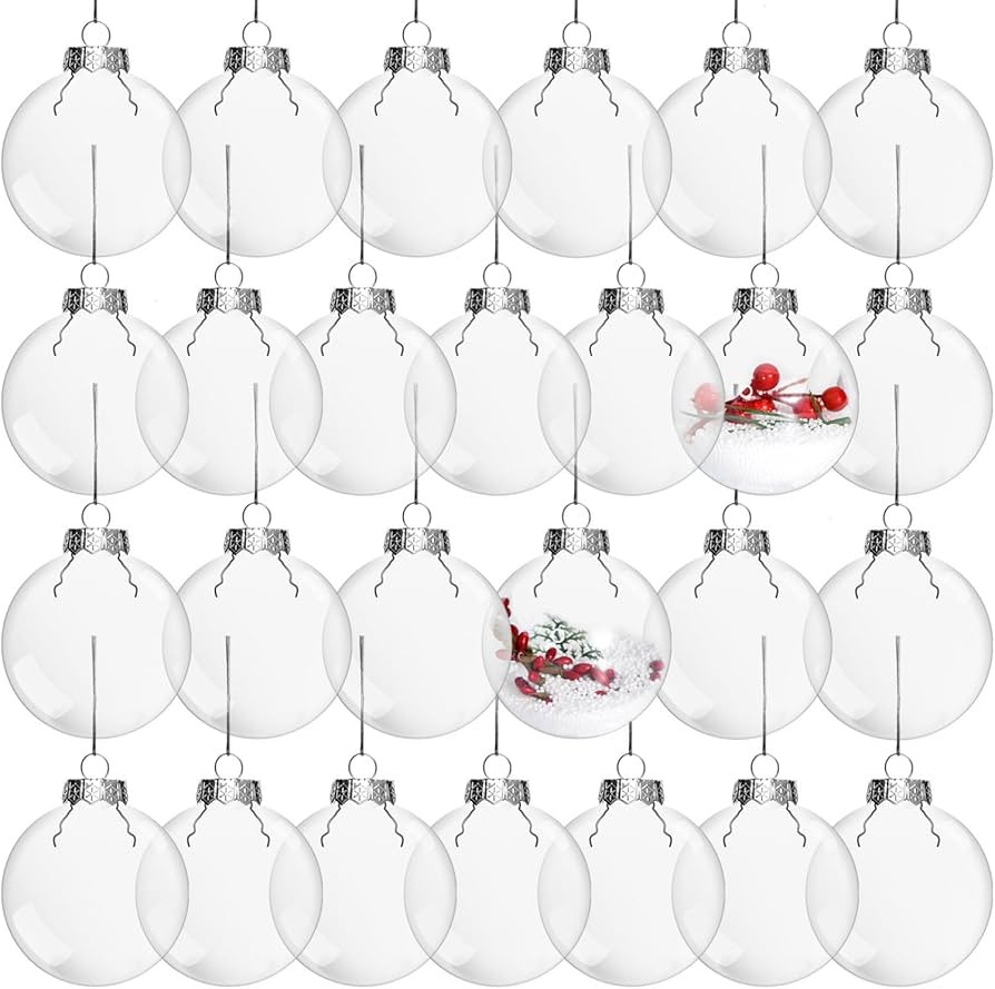 Rocinha 30 Pcs Clear Christmas Ornaments Clear Ornaments for Crafts Fillable Clear Plastic Orname... | Amazon (US)