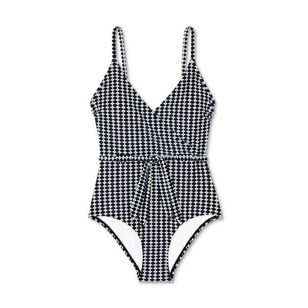 Women's Belted Wrap Medium Coverage One Piece Swimsuit - Kona Sol™ Black | Target