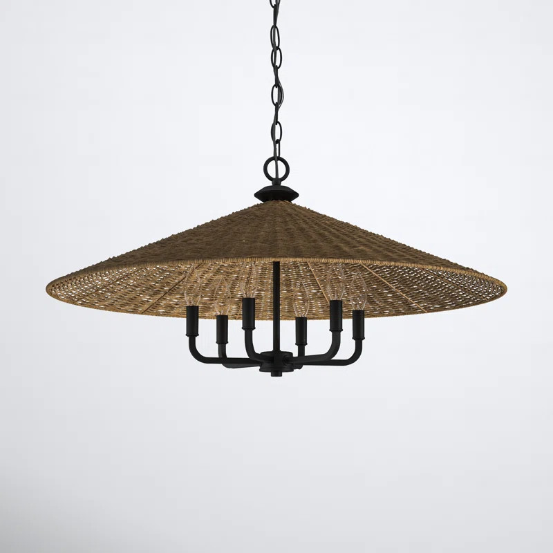 Jared 6 Light Rattan Dimmable Pendant | Wayfair North America