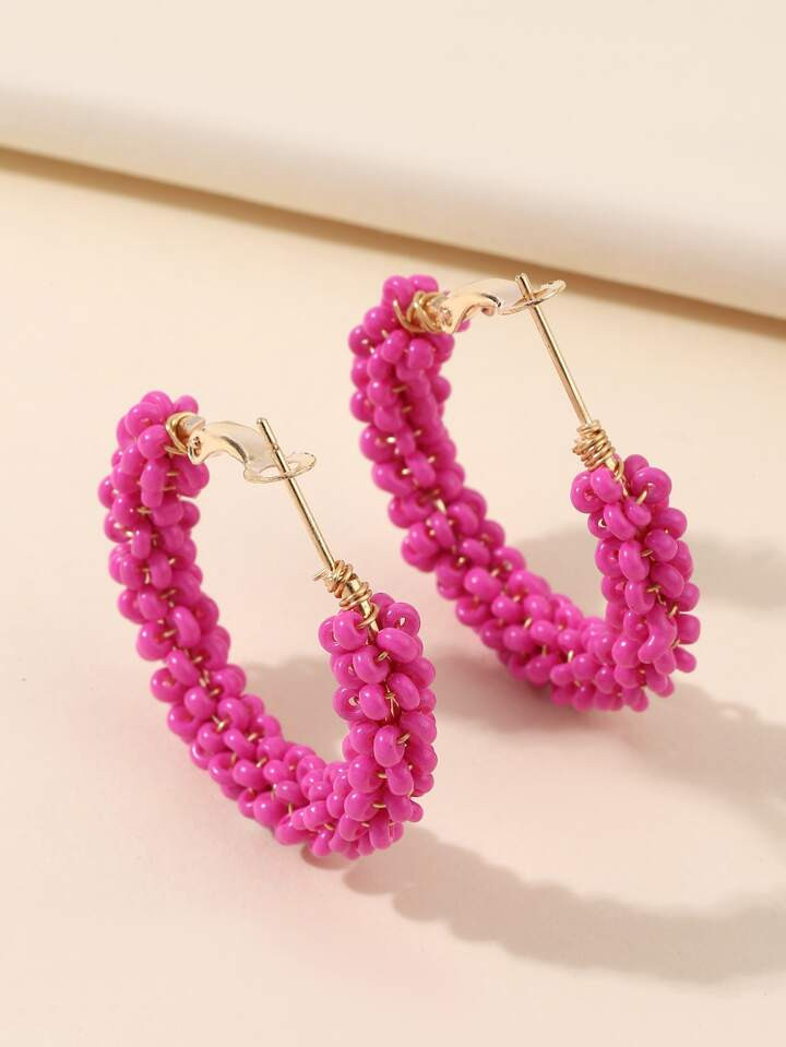Bead Decor Hoop Earrings | SHEIN