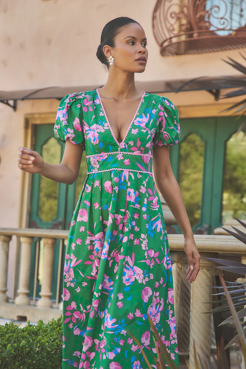 Jaylene Pleated Maxi Dress Denavi Floral | Sugarlips