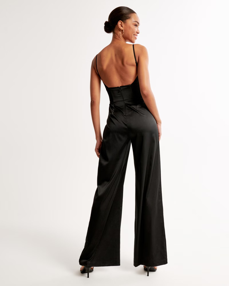 Plunge Satin Jumpsuit | Abercrombie & Fitch (US)