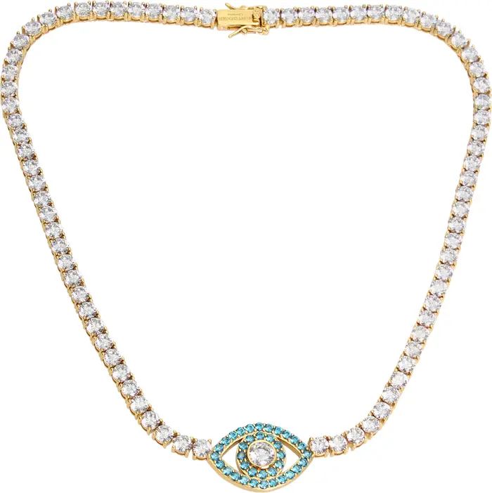 Kurt Geiger London Pavé Evil Eye Tennis Necklace | Nordstrom | Nordstrom