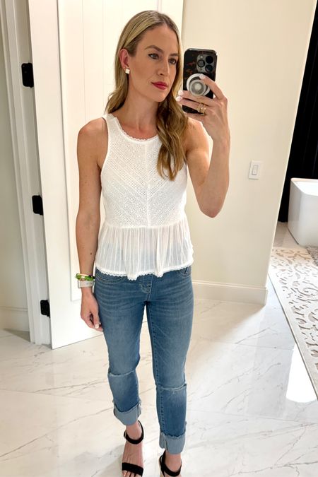 Easy summer outfit - a white top and cropped denim with espadrilles. 

#everypiecefits

Summer outfit 
Summer top
Denim
Travel outfit 
Country concert outfit 
Vacation outfit 
Casual outfit

#LTKOver40 #LTKStyleTip #LTKSeasonal