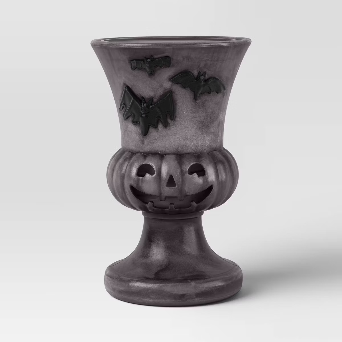 17" Textured Pumpkin Urn Bat Style Halloween Decorative Prop Gray - Hyde and EEK! Boutique™ | Target