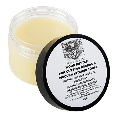 Wood Butter 4 oz Cutting Board Wax Conditioner for Butcher Block and Wooden Kitchen Tools. Macy;s Place Food Grade Protective Mineral Oil and Beeswax for Wooden Cutting Boards, Surfaces, and Tools. | Amazon (US)